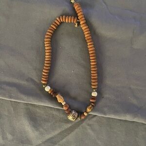 Natural Wood Beaded Necklace